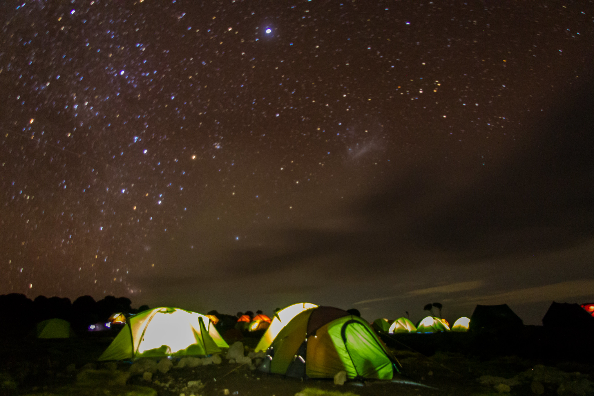 Shira 2 camp at night