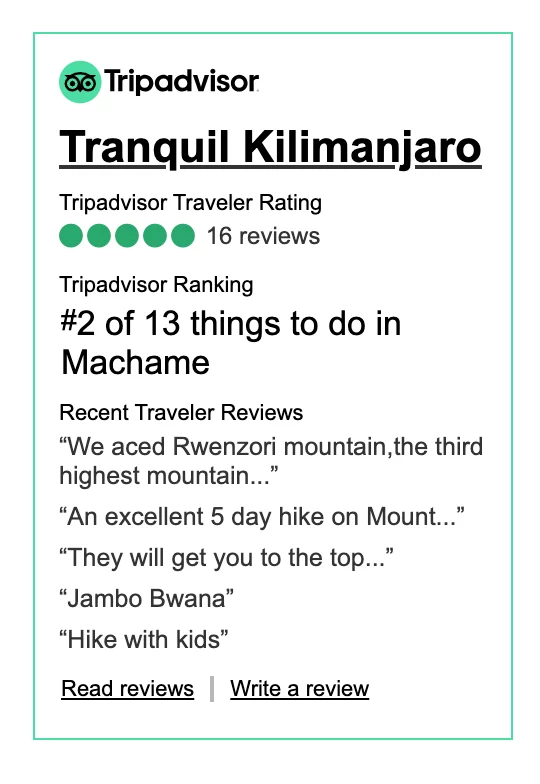 Mount Kilimanjaro Reviews from Trip Advisor