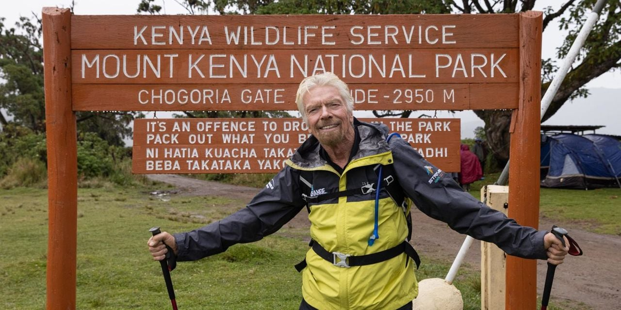 Richard Branson climbs Mount Kenya