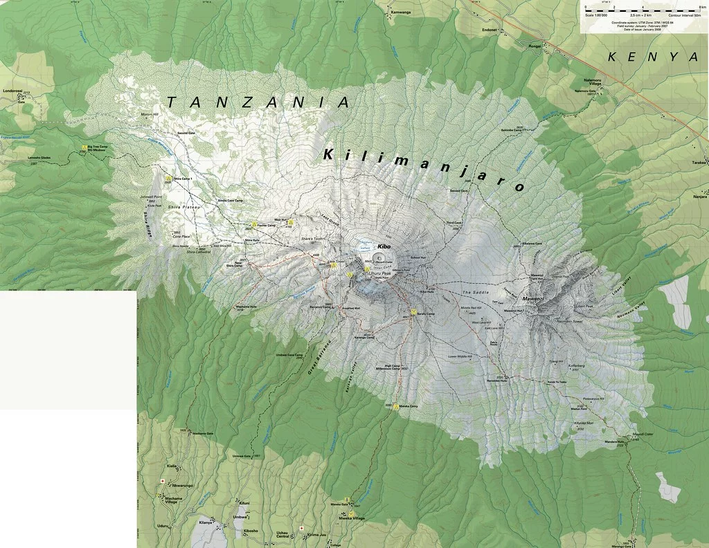 Kilimanjaro waypoints for GPS
