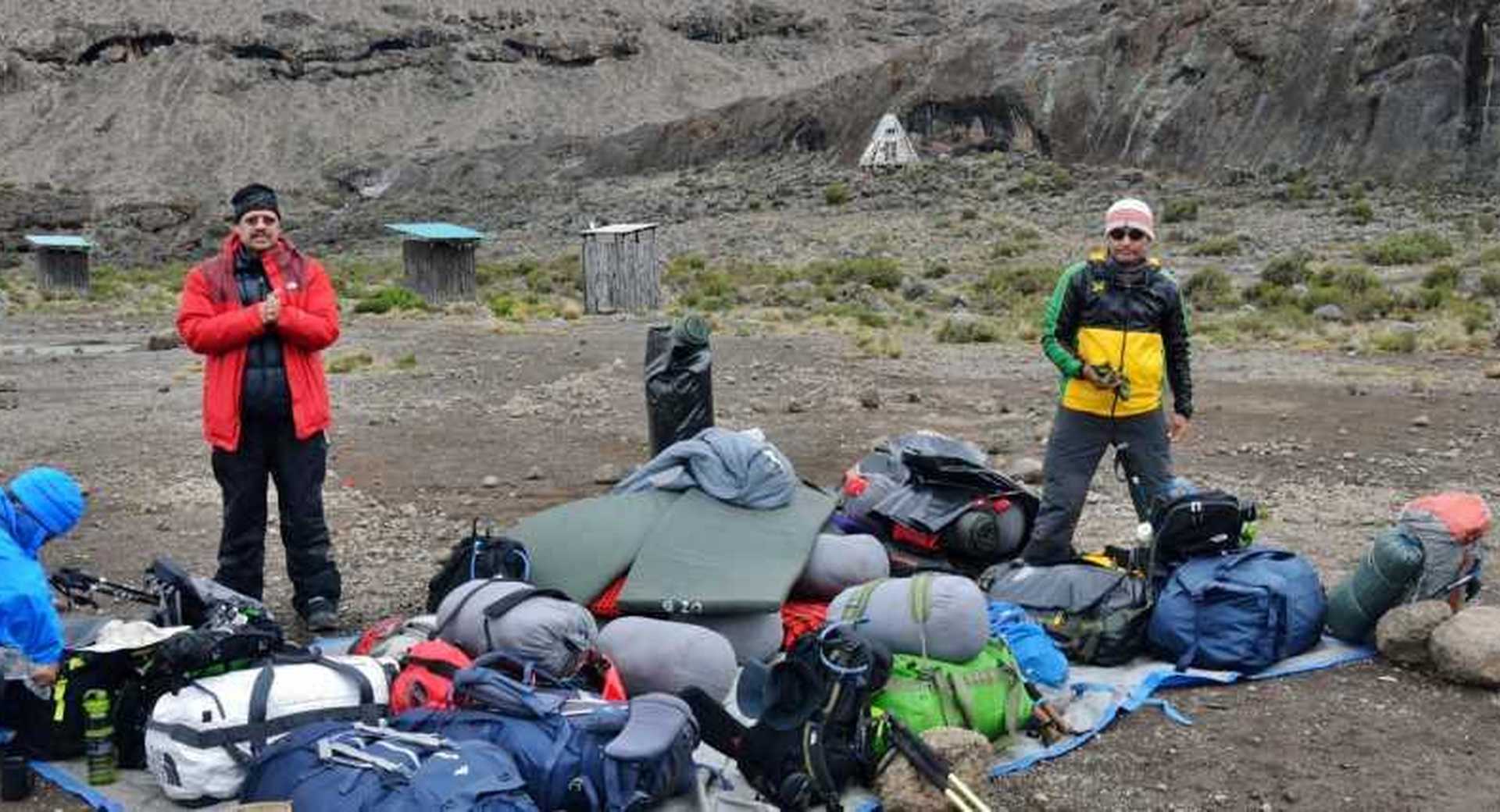 duffel bags on Kilimanjaro