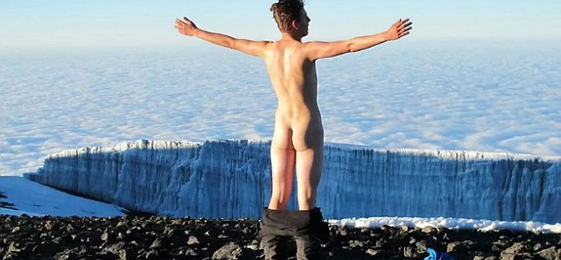 Naked on top of Mount Kilimanjaro