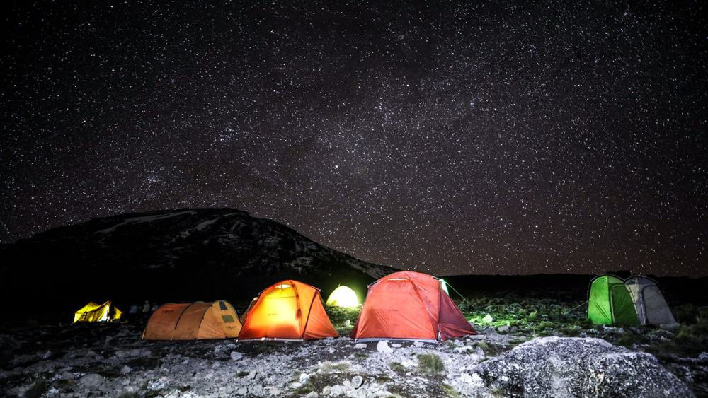 Sleeping at night on Kilimanjaro
